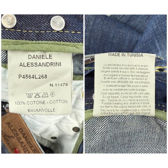 Daniele Alessandrini Jeans Mens 28 Pants Blue Denim Slim Fit Dark Button Fly 1 - Picture 11 of 12